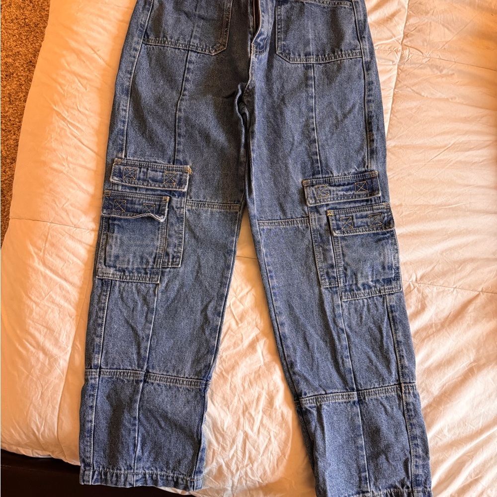 Lioness Womens Blue Cargo Jeans